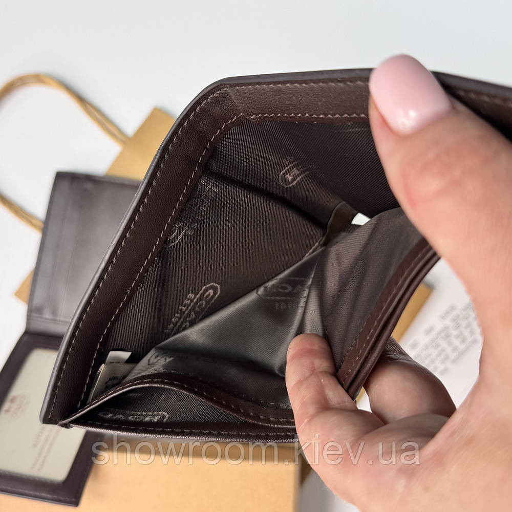 Чоловіче брендове портмоне з картхолдером Coach (1381) brown Київ - фото 2