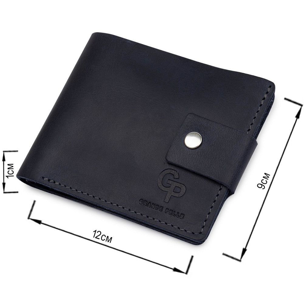 Мужское компактное кожаное портмоне GRANDE PELLE 11519 Темно-синий Киев - изображение 7