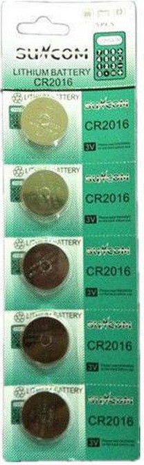 Батарейка литиевая SUNCOM CR2016 3V (5 шт. в блистере) Полтава - изображение 1