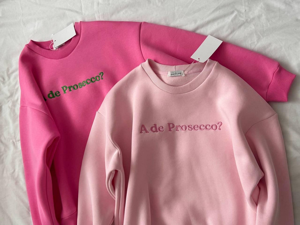 Жіночий стильний оверсайз світшот з написом «A De Prosecco?» турецька трьохнитка піньє Одеса - фото 6