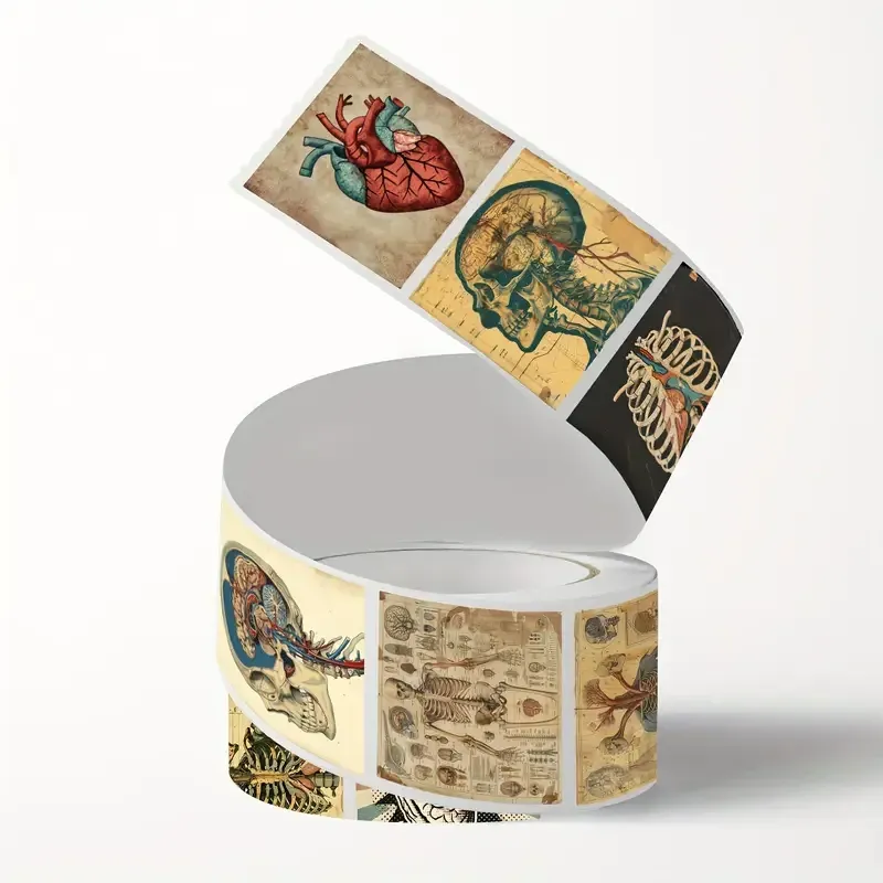 Наклейки «Анатомия человека» — 500 шт, 2.5×2.5 см, 8 узоров, винтаж Киев - изображение 2