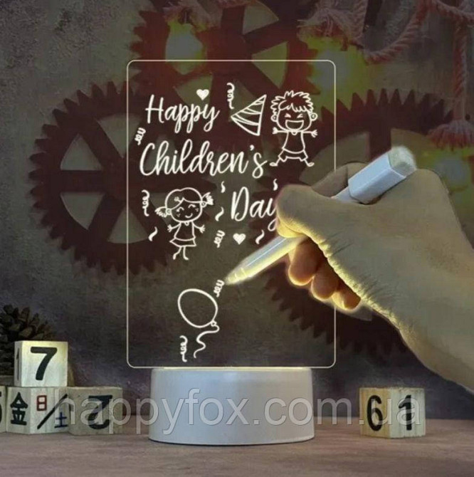 Світильник, нічник, дошка для приміток 12,5 х 17,5 см, живлення від USB, 3 відтінки підсвічування, з  Львів - фото 1