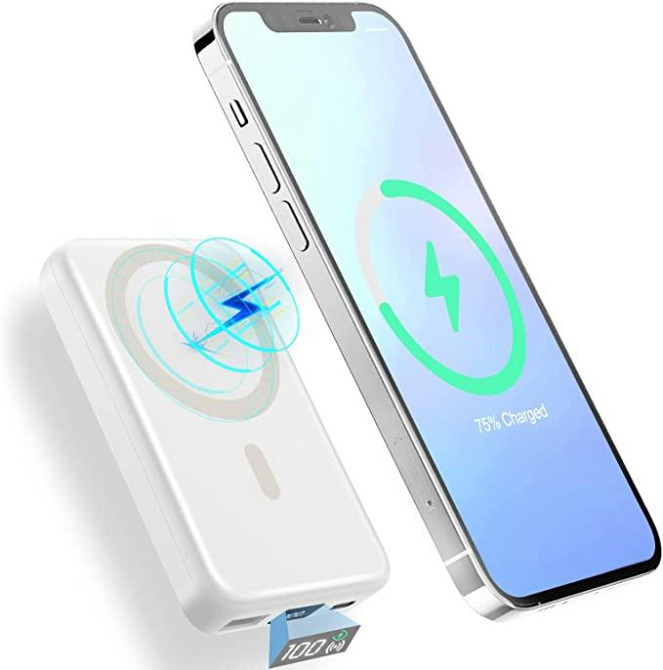 Повербанк AOGUERBE 10000 мАч MagSafe 22.5 Вт, беспроводная магнитная зарядка для iPhone 12/13/14 Киев - изображение 2