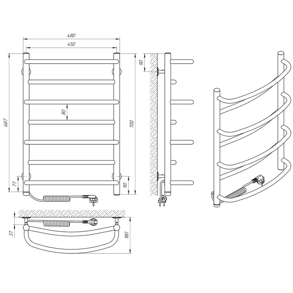 Електрична рушникосушарка Laris Євромікс П7 450Х700 Е сенсор S3 ліве підключ. Київ - фото 8