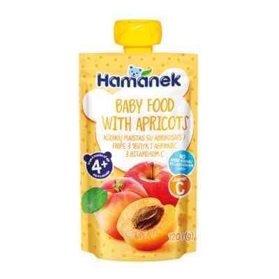 Детское пюре Hamanek Pouch яблуко і абрикос, 120 г (8595139783914) Винница