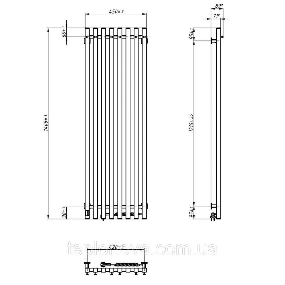 Сушарка для рушників електрична Navin Levante 450х1400 Sensor права, білий оксамит Чернівці - фото 4