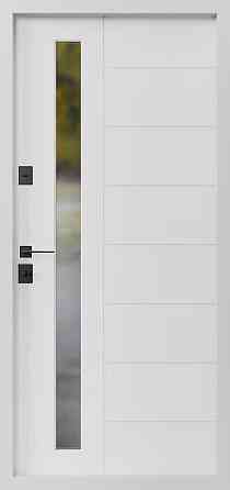 Двері вхідні SARMAK Елегант термо Олімпія МДФ Plasti'D RAL 8019 / ПВХ біле дерево 970х2050 мм Київ