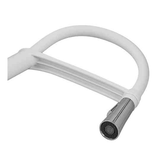 Кухонный смеситель PLAMIX CEZAR-017 SET WHITE REFL.WHITE с силиконовым изливом и подводкой (PM0743) Харьков