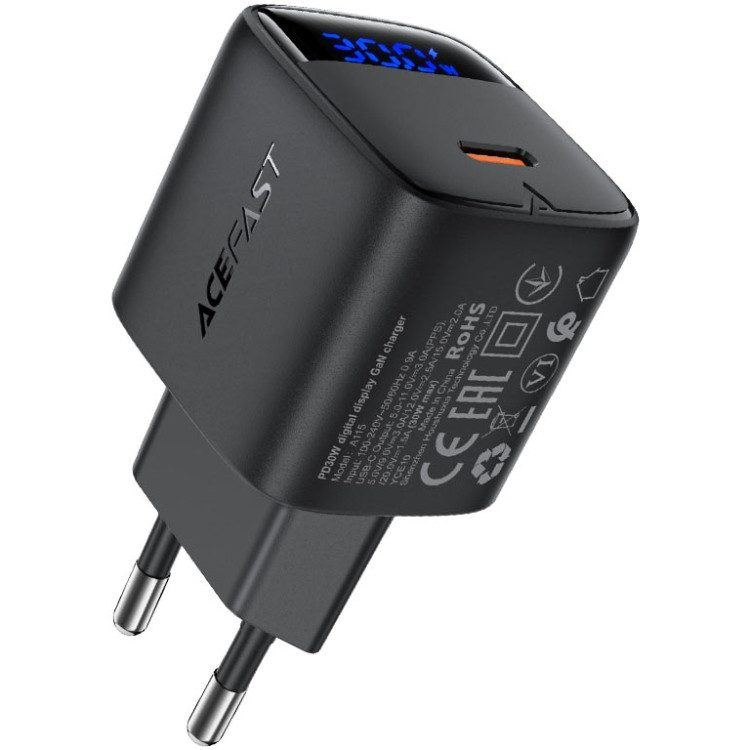 Зарядний пристрій 1xUSB-C 30W Gan A115 Fast Charger + USB-C cable black Acefast Винница - изображение 1