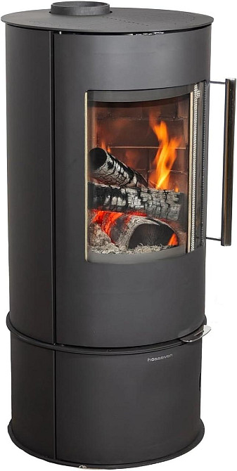 Печь-камин на дровах Hosseven Oscar 9,6 кВт стальная буржуйка с шамотной топкой панорамное стекло верхний дымоход Тернополь - изображение 1