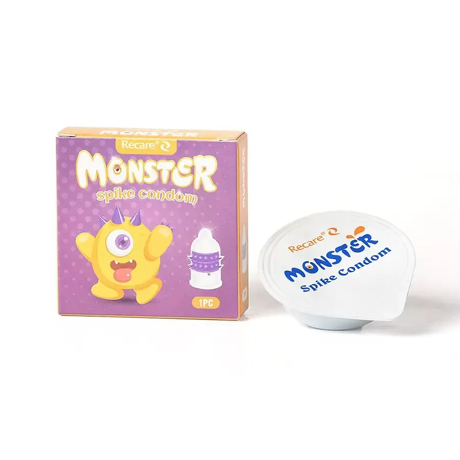 Насадка на член Recare Yellow Monster Spike Condom (презерватив с рядами пупырышков и шипов) Львов - изображение 3