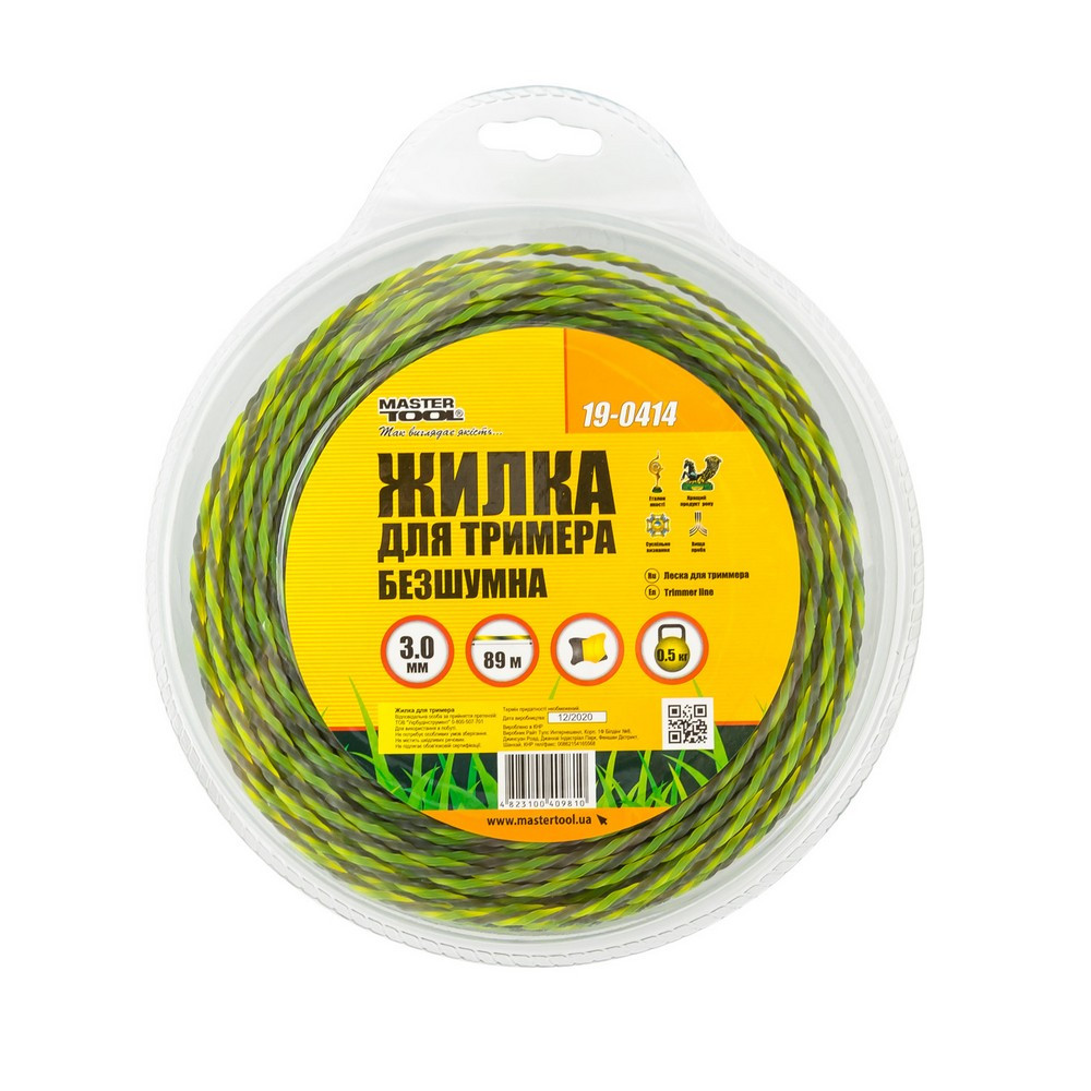 MASTERTOOL Жилка для тримера безшумна MASTERTOOL SPIRAL SQUARE 3.00 мм 89 м (блістер) двоколірн Коломия - фото 2