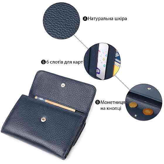 Практичный кошелек для женщин из натуральной кожи флотар CANPELLINI 21593 Синий Киев