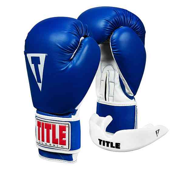 Боксерські рукавиці TITLE Classic Pro Style 3.0 Blue/White 14 oz (капа в комплекті) Каменское