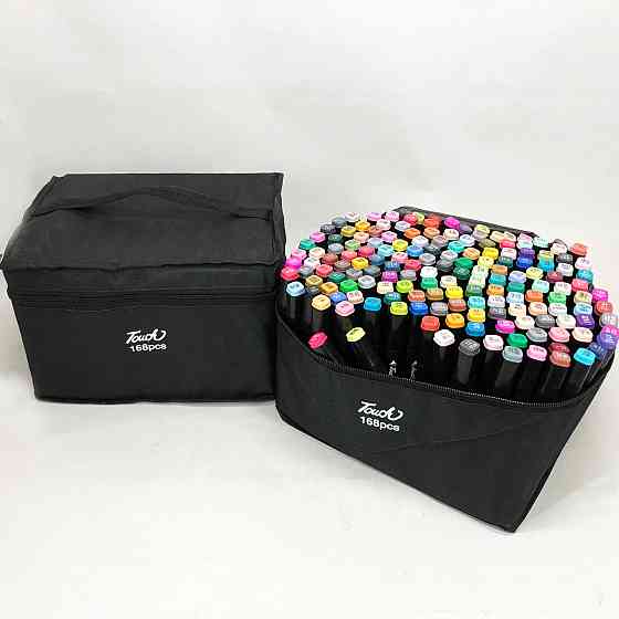 Набір маркерів в чохлі Touch 168 шт, Набір кольорових маркерів фломастерів скретч HR-39 Львів