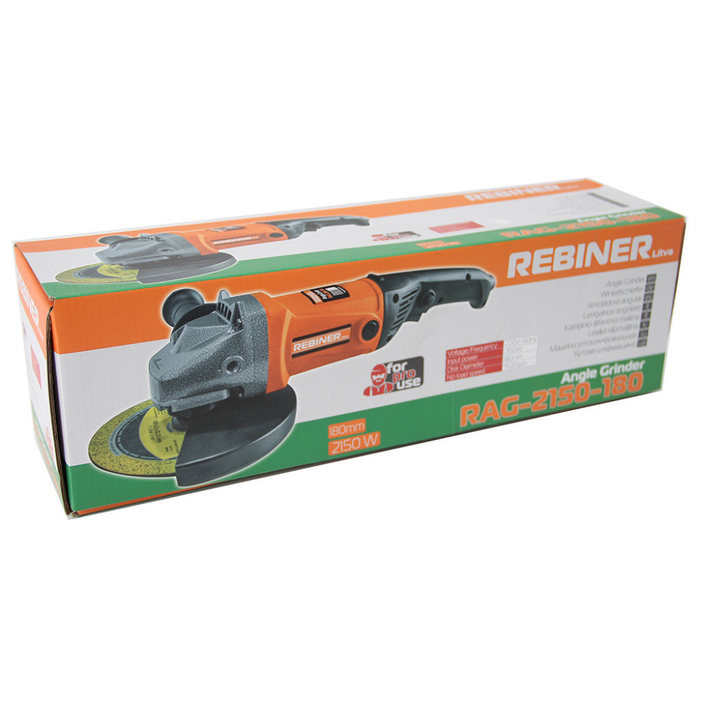 Кутова шліфмашина Rebiner RAG-2150 (180 мм, 2150 Вт) – Потужна болгарка турбінка з гарантією 36 міс Львів - фото 4