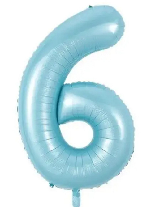 Цифра фольгирована 6 голубая 30