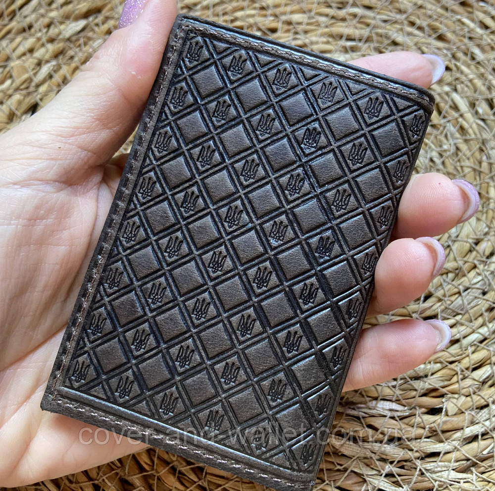 Коричнева шкіряна обкладинка на ID паспорт та авто документи Puos Київ - фото 2