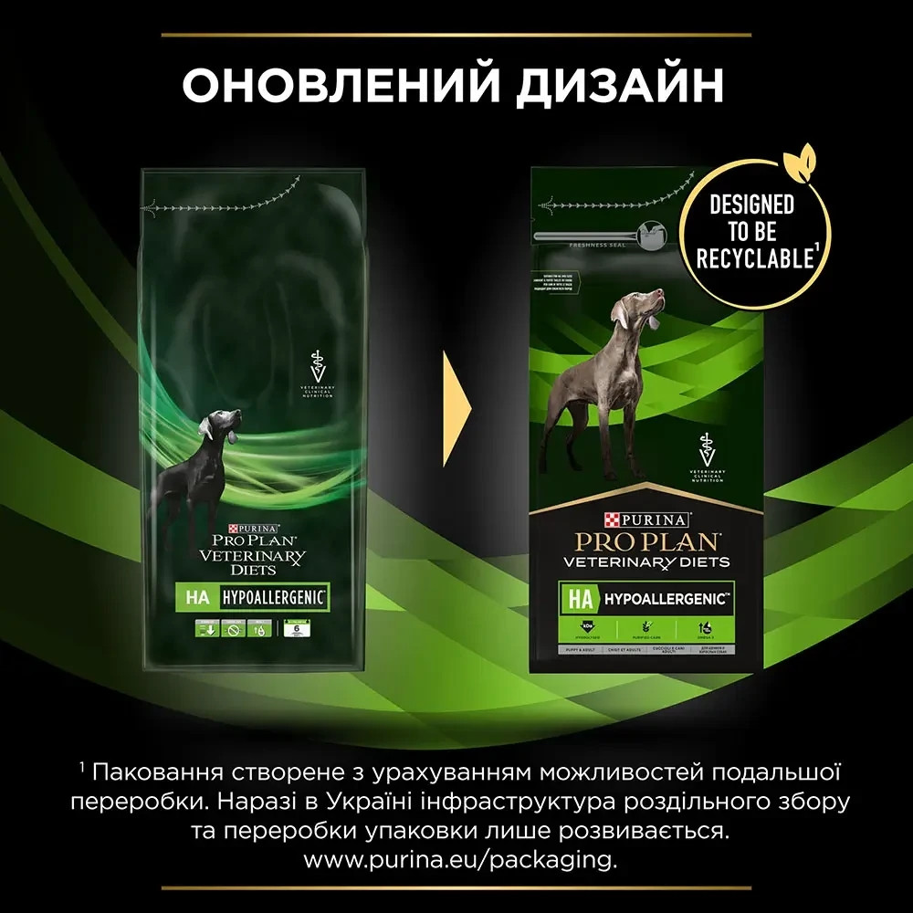 Сухий дієтичний корм PRO PLAN VETERINARY DIETS HA Hypoallergenic для дорослих собак та цуценят для зниження ознак інгредієнтної та нутрієнтної неперен Київ - фото 9