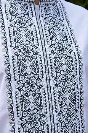 Вишиванка лляна чоловіча, довгий рукав, біла, (льон) топ Київ