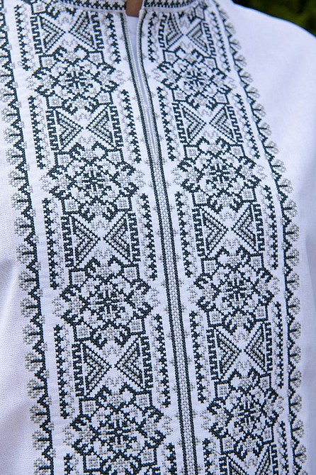 Вишиванка лляна чоловіча, довгий рукав, біла, (льон) топ Київ - фото 4