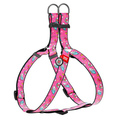 Шлей для собак WAUDOG Nylon с QR паспортом анатомическая "Единорог" M (5028) Винница - изображение 1