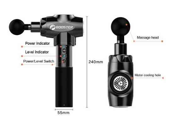 Перкусійний м'язовий ударний масажер Booster Е тригерних точок Сріблястий Київ