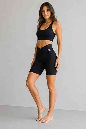 Шорты женские Kenalin 500-8 велосипедки в рубчик с V-поясом с надписью черные, черный, L Киев