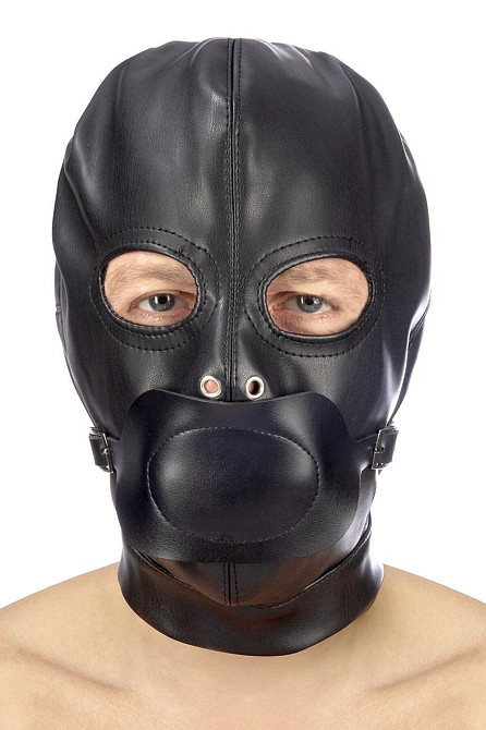 Капюшон з кляпом для БДСМ Fetish Tentation BDSM hood in leatherette with removable gag Sex Aura Київ - фото 1