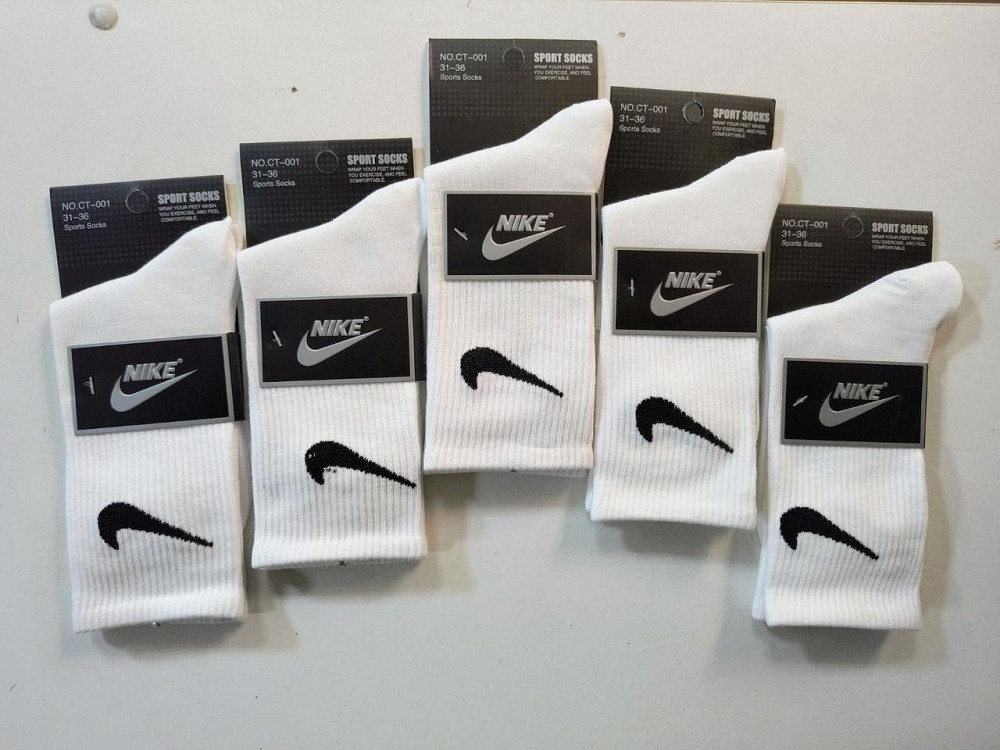 Детские высокие качественные хлопковые носки (Белый. Серый. Черный) в наборе по 5 штук Nike. Размер 31-36 Киев - изображение 5