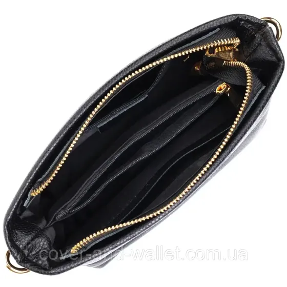 Небольшая женская сумка на плечо из натуральной кожи черного цвета Leather Collection Киев