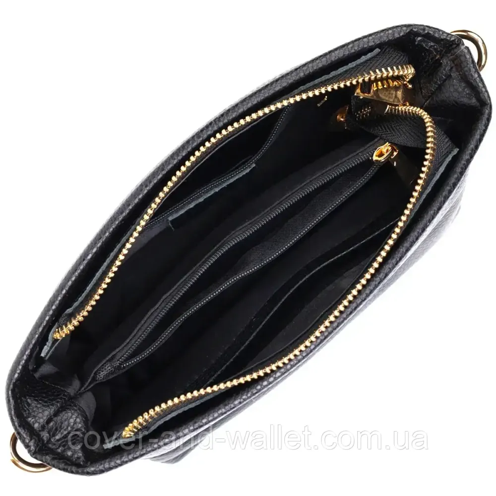 Небольшая женская сумка на плечо из натуральной кожи черного цвета Leather Collection Киев - изображение 5