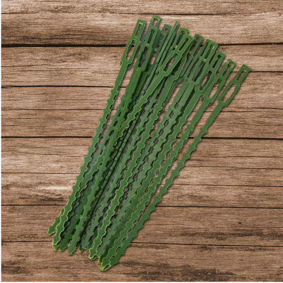 Хомуты садовые, подвязки для растений 30 шт,многоразовые пластиковые стяжки длина 17 см цвет зелёный Каменец-Подольский