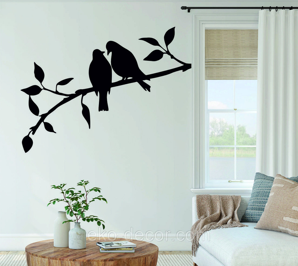 Декоративное настенное Панно «Две птички», Декор на стену 90*26 см, Черный Киев - изображение 1