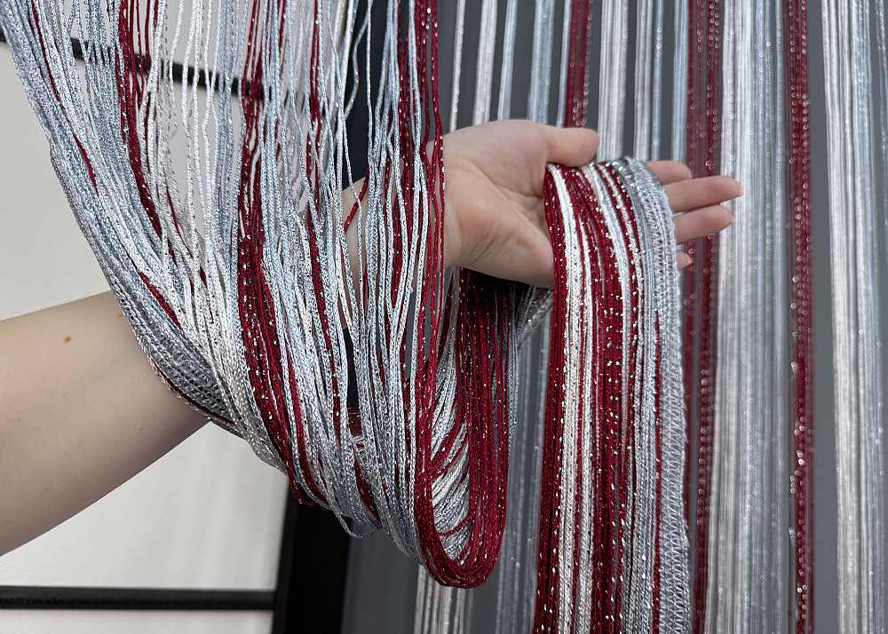 Штори-нитки "Кісея" з люрексом Бордовий з сірим і білим 300х300см 1 шт (61-083) Київ - фото 5
