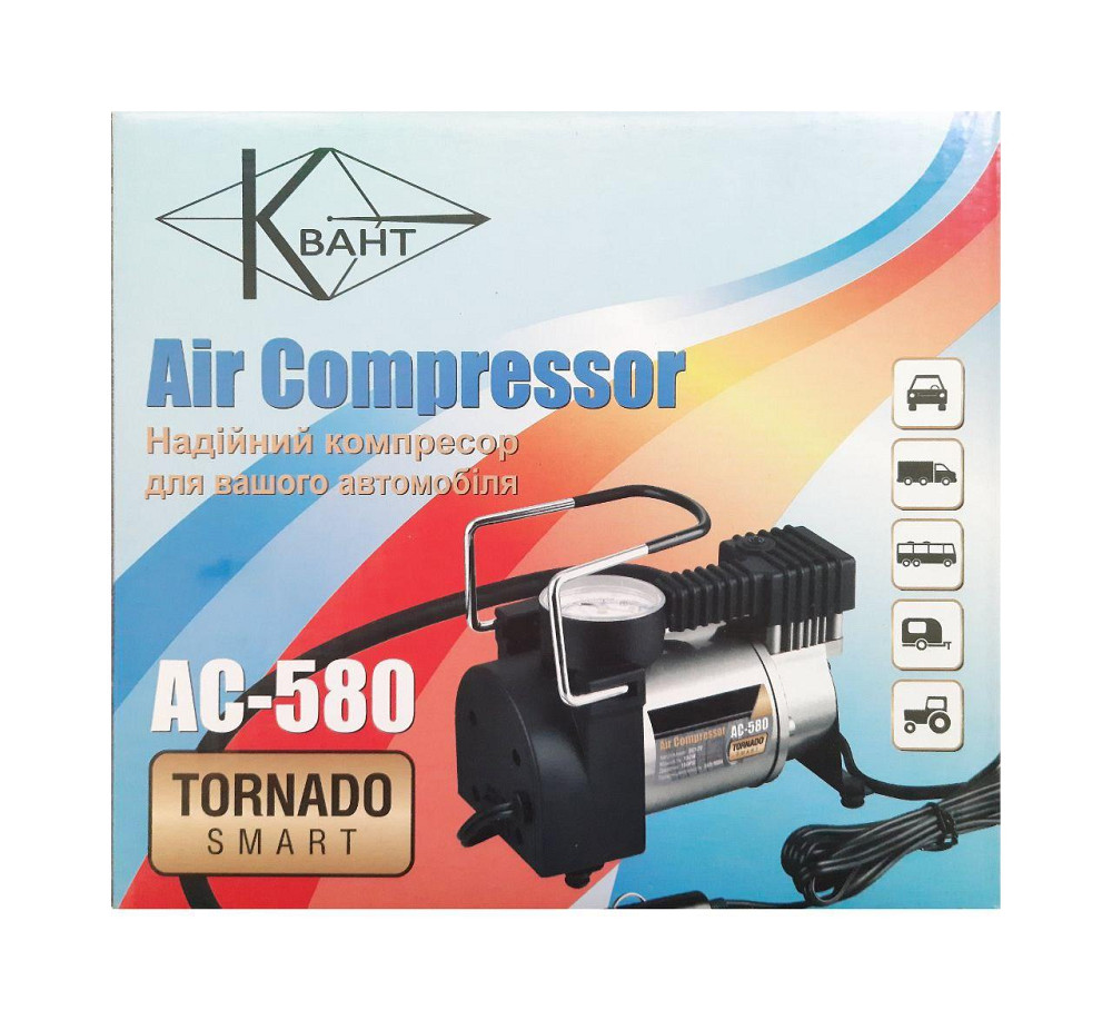 Компресор автомобільний КВАНТ AC-580 12В з аналоговим датчиком тиску Харків - фото 7