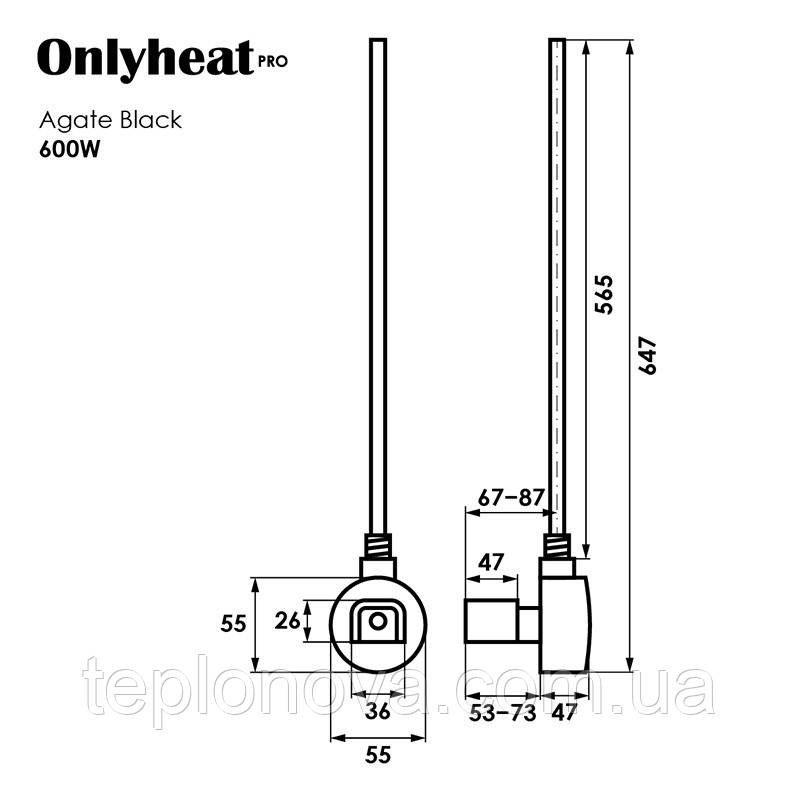 ТЭН для полотенцесушителя (Скрытый монтаж) 600w Onlyheat Agate Black Pro ТЭН Черный Электрический Черновцы - изображение 4