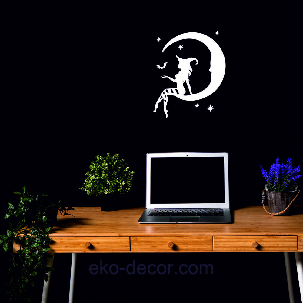 Декоративне настінне Панно «Ведьма на Місяці», Декор на стіну 50*42 см, Білий Київ - фото 5