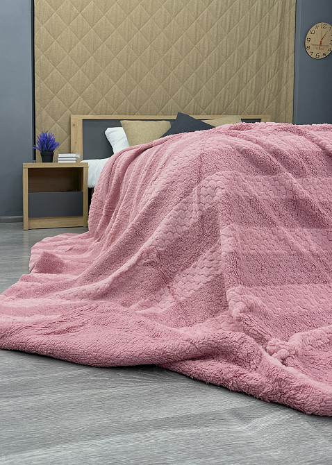 Плед 200х230 см (+-10см) Рогожка на овчине 