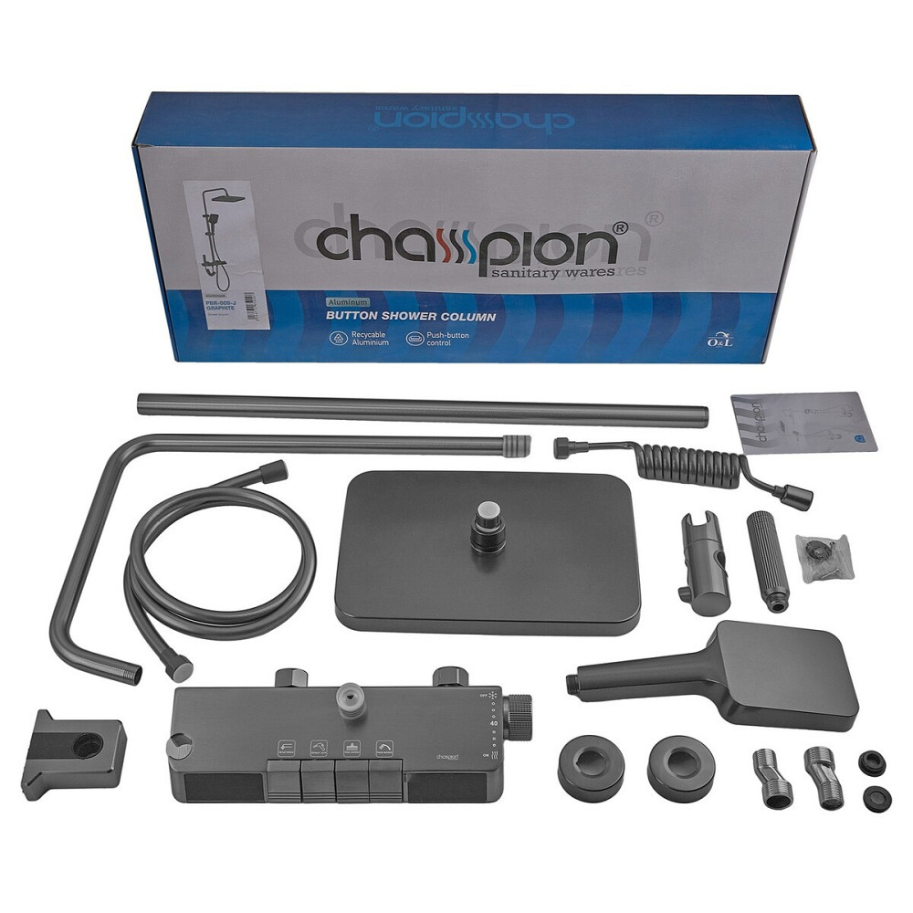 Душова колона Champion PBR-009-J графіт з кнопковим змішувачем, 4 режими CH6 Харків - фото 8