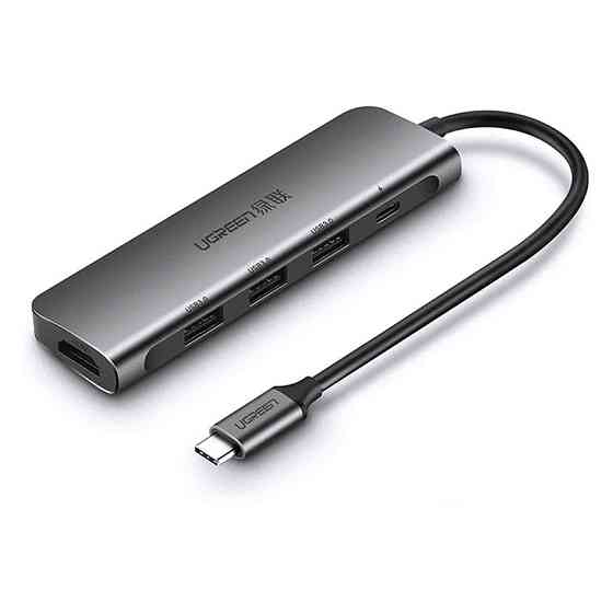 Многопортовый хаб Ugreen CM136 5-in-1 HUB Adapter 50209 (Серый, Type-C to 3xUSB 3.0/PD/4K HDMI) Николаев