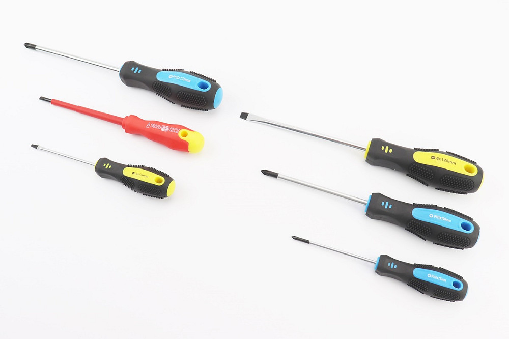 Викрутки набір 6шт PH0х75мм PH1х100мм PH2х125мм SL3х75мм SL6х125мм SL4х100мм 1000V 40-1146 Київ - фото 1