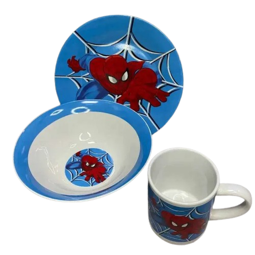 Набір дитячого посуду Спайдермен 3 пр.:(тарілка/миска/чашка) порцеляна TO-6 Interos Житомир - изображение 2