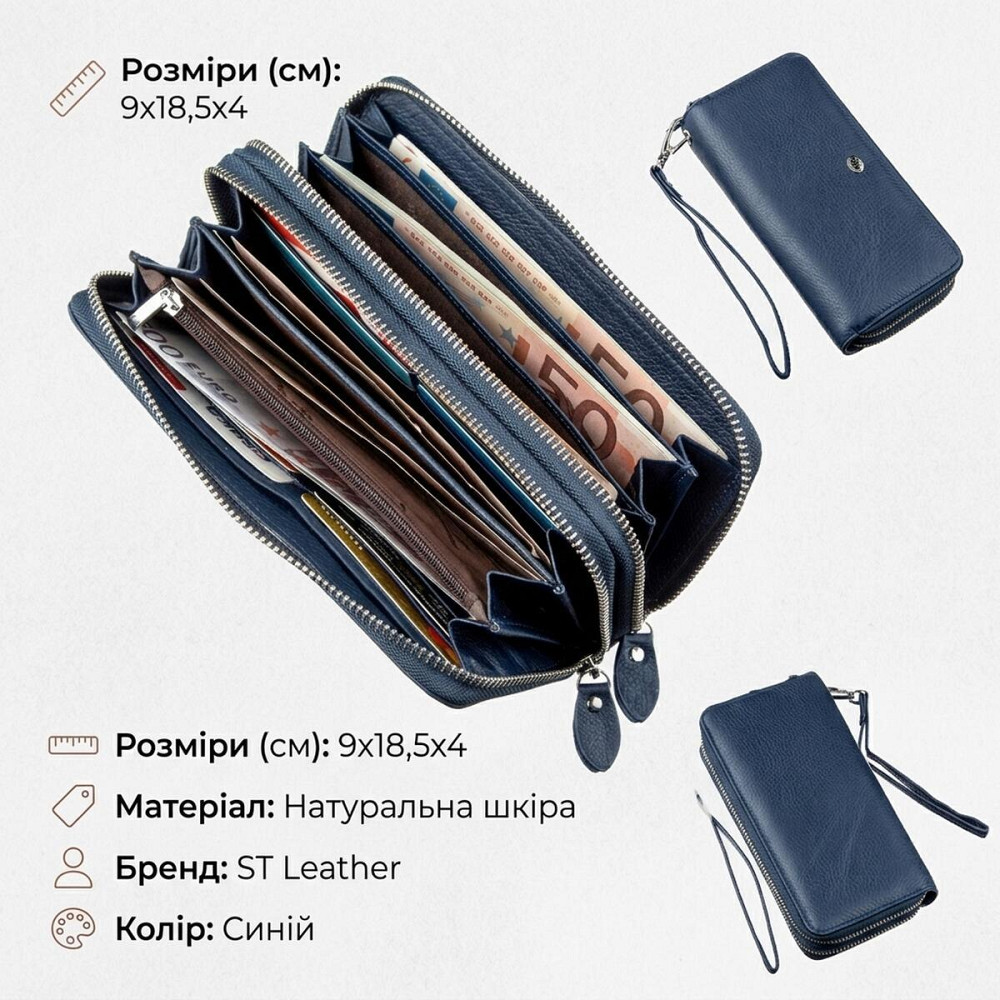 Интересный женский клатч с ремешком ST Leather 18869 Синий Киев - изображение 9