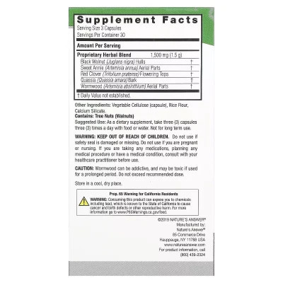 Трави Nature&apos;s Answer Чорний горіх, 1500 мг, Black Walnut, 90 вегетаріанських капсул (NTA-16017) Вінниця - фото 3