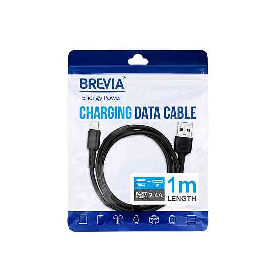 Кабель Brevia USB to Lightning 2,4A 1м, чорний ZIP (51100BULZ1) Львів