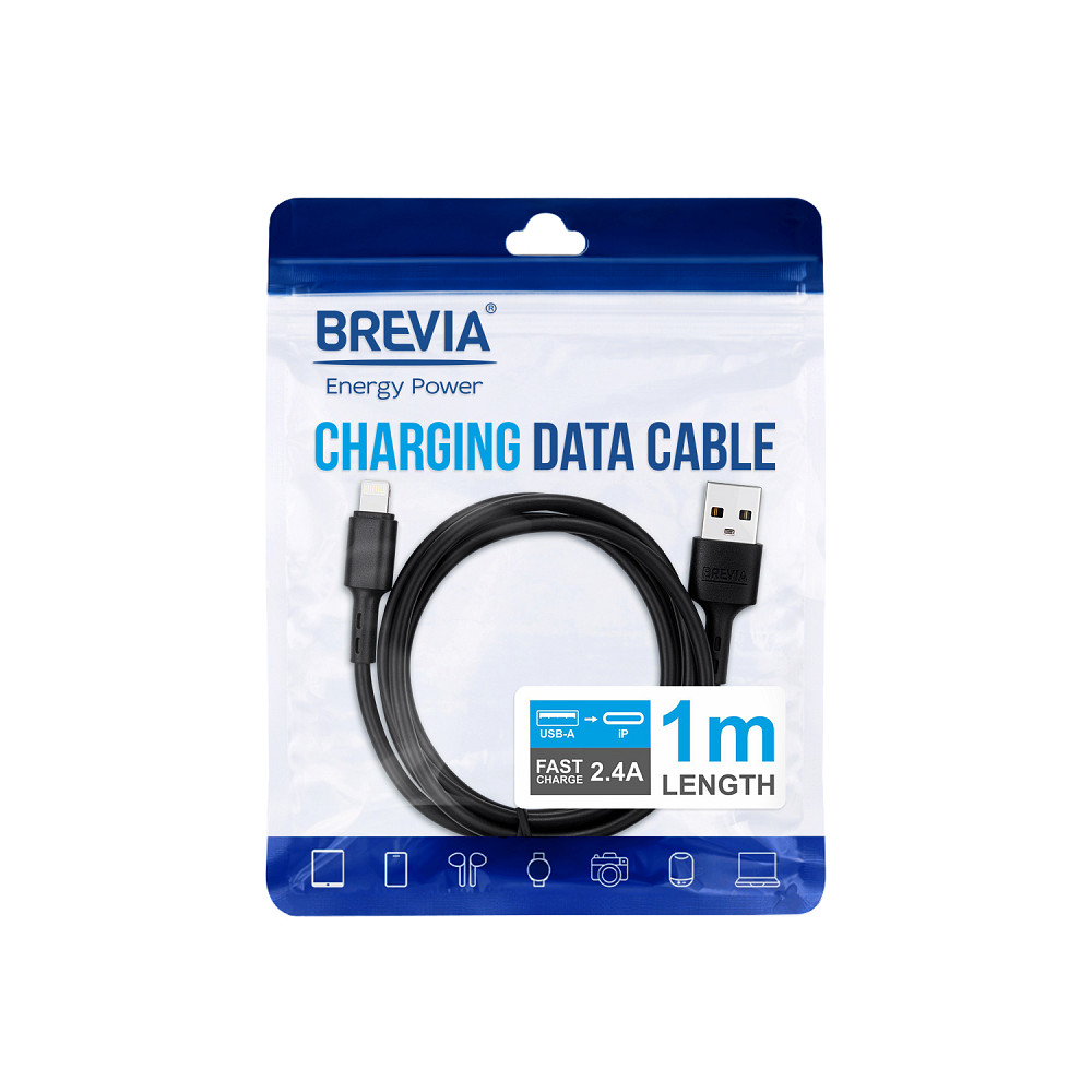 Кабель Brevia USB to Lightning 2,4A 1м, чорний ZIP (51100BULZ1) Львів - фото 4