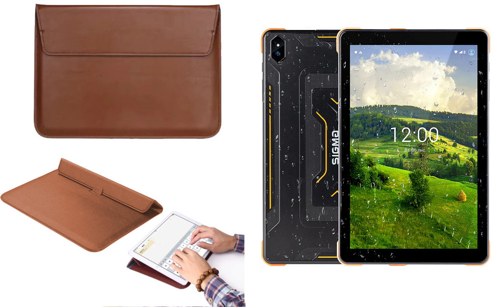Чохол-конверт VitoCase для Sigma mobile TAB A1033 X-treme, з функцією підставки для планшета Коричневий Київ - фото 1