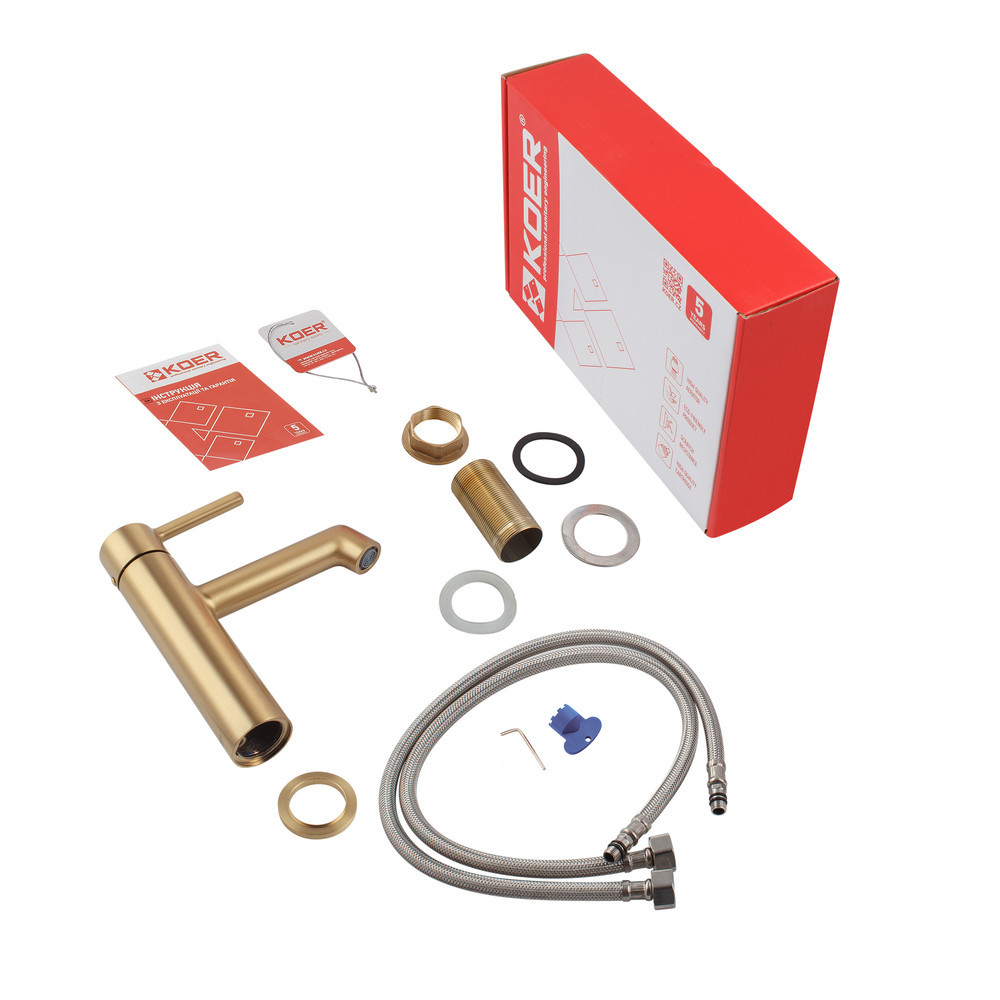 Смеситель для умывальника Koer KB-10029-12 матовое золото KR5501 Харьков - изображение 3