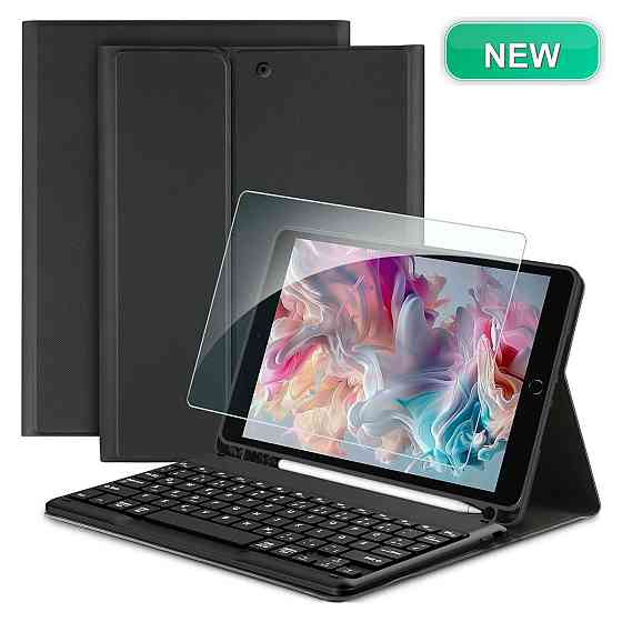 Чохол з клавіатурою кейс EasyAcc QWERTZ для iPad 10.2 7 8 9 Bluetooth чорний тримач для Apple Pencil PU Київ
